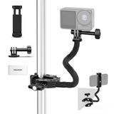 Neewer Actiecamera-bevestigingsset met superklem, zachte buis, actiecamera-adapter, verstelbare telefoonhouder voor platte/ronde oppervlakken, compatibel met GoPro Insta360 DJI actiecamera, smartphone