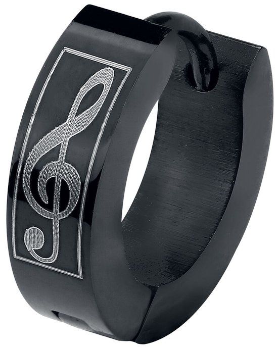 etNox Music Note Unisex Oorbel - Zwart