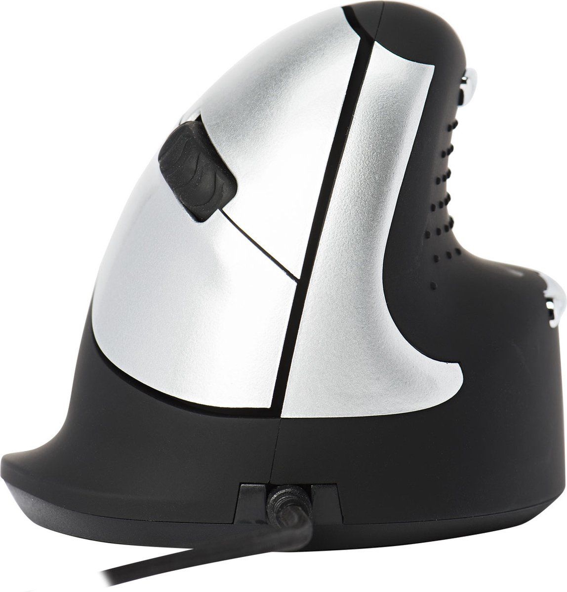 R-Go Tools bedrade verticale ergonomische muis HE (165-195mm) optisch voor rechtshandige gebruikers kabel 1,6 m USB-A zwart, zilver