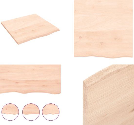 vidaXL Wandschap - 60x60x2 cm - onbehandeld - massief eikenhout