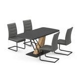 Vicco Eettafel set Fenaro Zwart/Goudkleurig Eiken 120 x 80 cm met 4 eetkamerstoelen, grijs