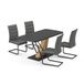 Vicco Eettafel set Fenaro Zwart/Goudkleurig Eiken 120 x 80 cm met 4 eetkamerstoelen, grijs