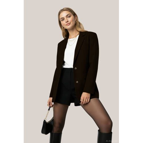 HYPEDROP regular blazer donkerbruin
