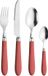 Set de couverts 24 pièces en acier inoxydable avec manche rouge