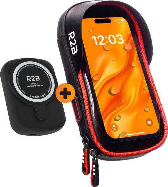 R2B Telefoonhouder Fiets Waterdicht + Powerbank 10.000 mAh