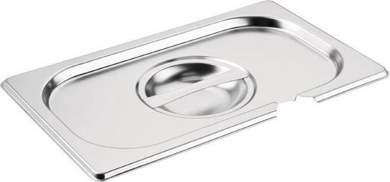 Vogue RVS deksel met lepeluitsparing GN1/4 - Zwart
