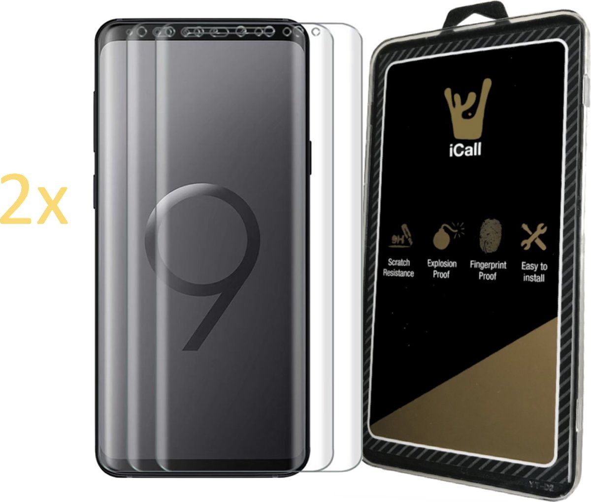 iCall 2x Samsung Galaxy S9 Screenprotector - Glas PET Folie Screen Protector Transparant 0.2mm 9H