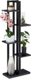 Merkloos Relaxdays plantenstandaard 5 etages - binnen - 117x43x22 cm - staal - mdf - zwart