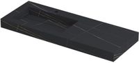 Wastafel INK Pitch Wastafel Keramische Slab Links met Drain en Front en Side Skirts 1 Kraangat - 1200x450x90 mm - Lauren Black Mat