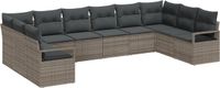 vidaXL Tuinbank Set 10-delig Grijs Polyrattan