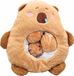 Kapibara Coussin en peluche, 35 cm, avec 3 mini-peluches