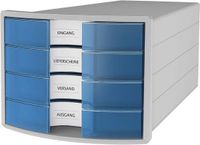 Han Ladenkast Impuls met 4 gesloten laden blauw transparant
