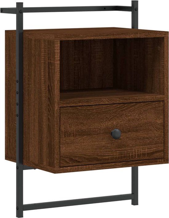 vidaXL Nachtkastje wandgemonteerd 40x30x61 cm hout bruin eikenkleur