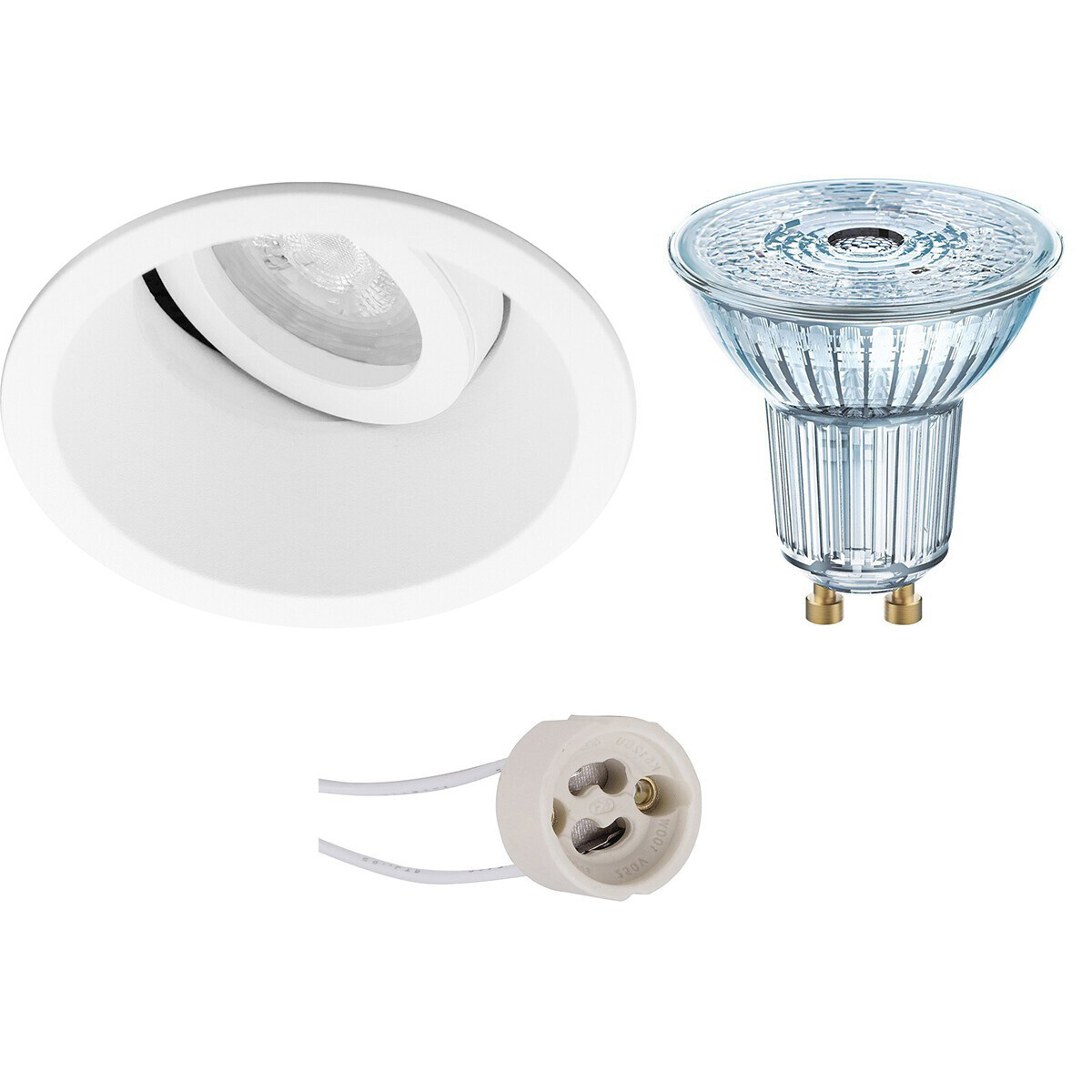 Osram - LED Spot Set - Parathom PAR16 930 36D - Pragmi Zano Pro - GU10 Fitting - Dimbaar - Inbouw Rond - Mat Wit - 3.7W - Warm Wit 3000K - Kantelbaar - Ã˜93mm