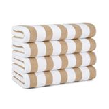 Arkwright Gestreepte strandhanddoeken (30 x 60, 4 stuks) - 100% katoen perfecte badhanddoeken, badhanddoeken (beige)