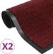 vidaXL Paillassons 2 pièces rectangulaires tuftés 60x90 cm rouge
