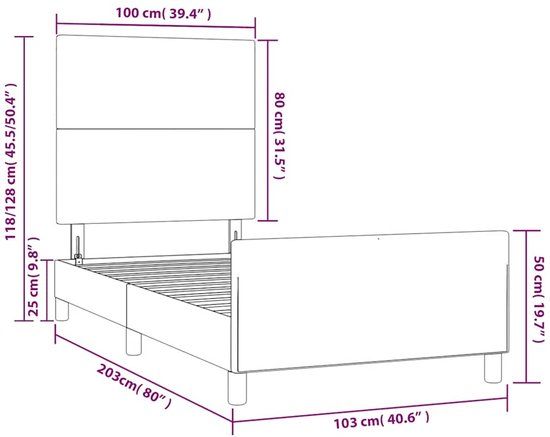 VidaXL Bedframe Donkerblauw 100x200 cm
