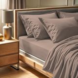 Premium Ranforce Premium Super King Hoeslaken (180 x 200 + 30 cm), 100% katoen, 145 draadtelling, machinewasbaar op 30 °C, elegant beige