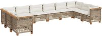 vidaXL 10-delige Loungeset met kussens, polyrattan, beige