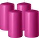 Enlightening Candles Cilinderkaars/stompkaars - 4x - fuchsia roze - D6 x H8 cm - 27 branduren - Dikke kaarsen - Voor kandelaar of plateau