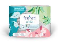 Fess'Nett Le Doux - papier toilette - double épaisseur naturel - avec fibres végétales - doux et efficace - se dissout facilement et rapidement dans l'eau - rouleau de papier x 6