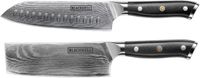 Blackwell Messenset Damascus Zwart - Santokumes + Nakirimes - 2-delig, 67 Lagen VG10 Damaststaal - Ergonomisch Handvat