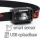 King Mungo LED Headlamp - Rechargeable - 1200 mAh - Black - Motion Sensor