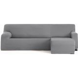 ECOMMERC3 Bankhoes voor chaise longue, kort hoekdeel rechts, bi-elastisch, ademend, hoes voor chaise longue, grijs, met elastieken en schuimstoffen, bescherming tegen slijtage