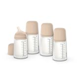 Suavinex Zero Zero Anti-koliek babyfles 270 ml, met siliconen speen met gemiddelde uitstroom (M), +3 maanden, voor moedermelk, poeder en vloeistoffen, compatibel met borstvoeding, lichtbruin, 4 stuks