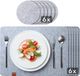 Vilten tafelset 12 pièces gris clair - sous-verres essuyables et lavables 44x32cm