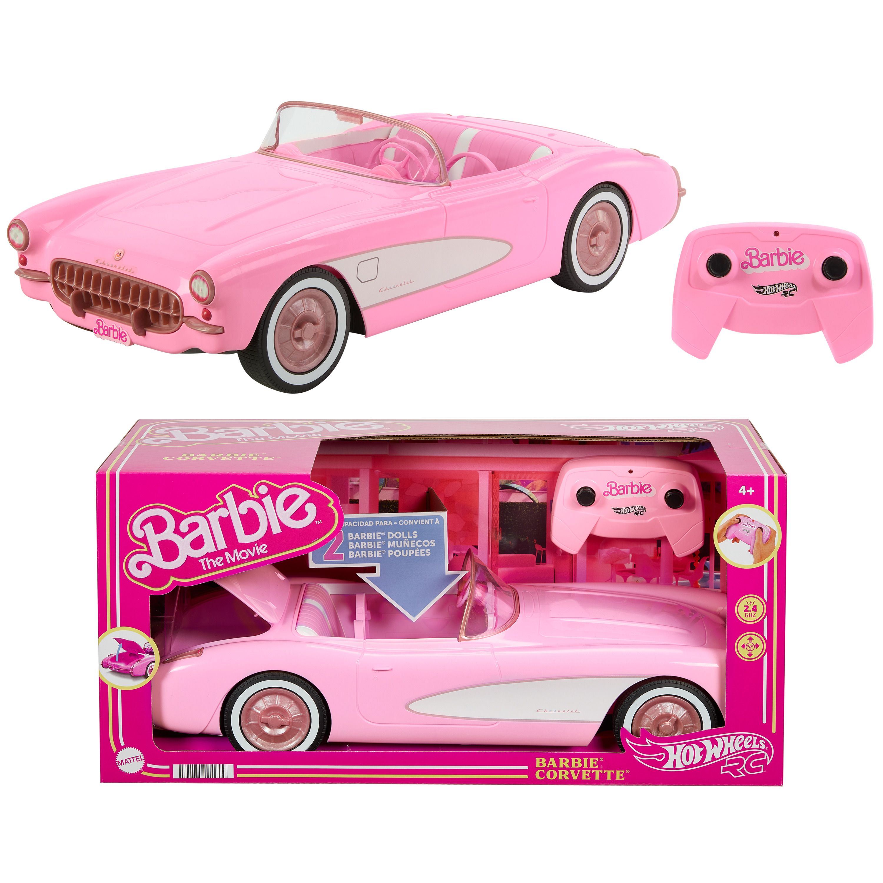Hot Wheels R/C RC BARBIE CORVETTE Vehicle - Pink & White - Remote Control Car