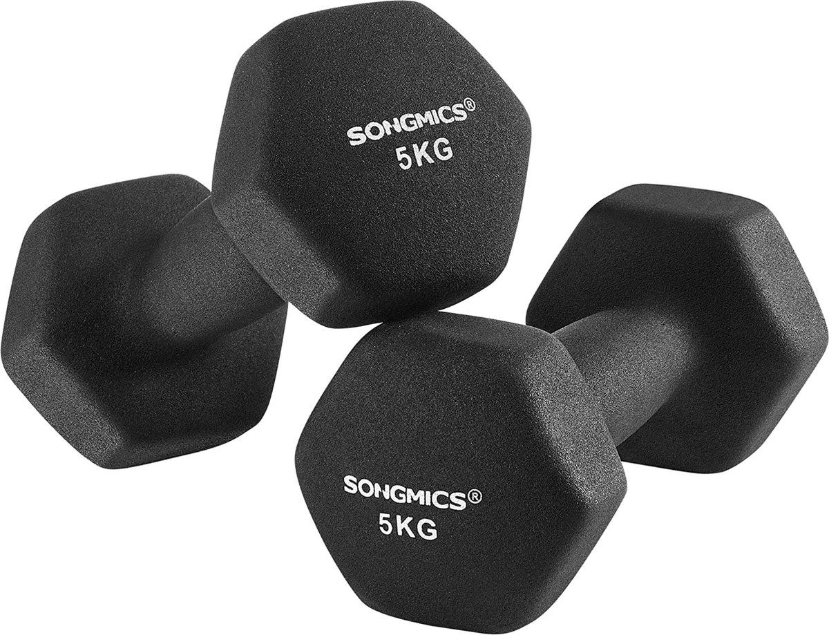 Soof & Tess Halterset - Dumbbell Set - Neopreen Dumbbells - 2 x 5 kg - Zwart