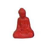 Homea decoratieve figuur Boeddha, keramiek, rood, 17 x 13 x 25 cm