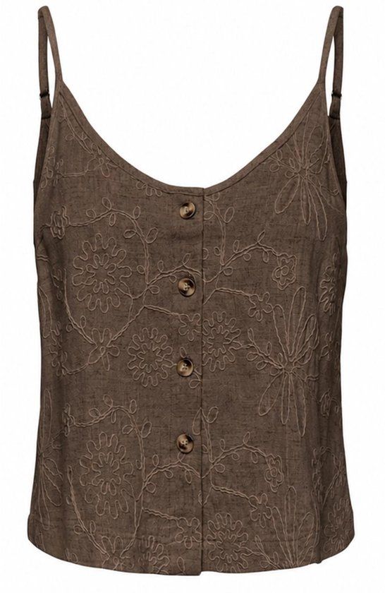 Only Onlsiesta Linen Bl Emb Singlet Pnt 15374121 Chocolate Marti/w. Tonal Embroidery Dames Maat L