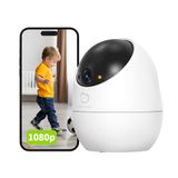 Beans View Binnen Beveiligingscamera, 360° Bewaking, 2.4GHz Wi-Fi Kleuren Nachtzicht, Automatische Mensherkenning en Volgen, Abonnement-Vrije SD Kaart Opslag, Babyfoon, Werk met Alexa, D210 1080P