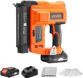 VEVOR 2-In-1 Draadloze Spijkerpistool, 18 Gauge, 20v, 100 Spijkers/Min, Met 500 Spijkers & 500 Nietjes & 2,0 Ah Lithiumbatterij & Oplader, voor Doe-Het-Zelf Houtbewerking, Oranje