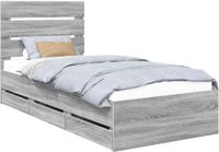 vidaXL Bedframe met lade Grijs Sonoma 90 x 190 cm Ingenieurshout