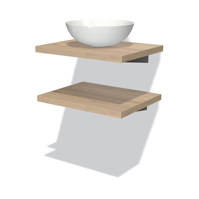 Maxaro Badkamermeubel voor Waskom 60 cm Modulo Plato Lichtbruin Eiken 2 Wastafelbladen