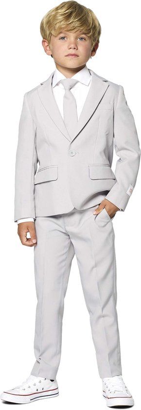 OppoSuits Groovy Grey - Jongens Pak - Grijs - Maat 122/128 (8 Jaar)