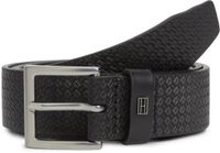 Tommy Hilfiger Riem 'Flag Plaque Embossed' Leer Unisex Zwart