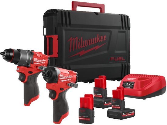 Milwaukee M12 FPP2A2-5253X Powerpack M12 FPD2 + M12 FID2 12V 2.5 / 5.0Ah in HD Box - 4933492513
