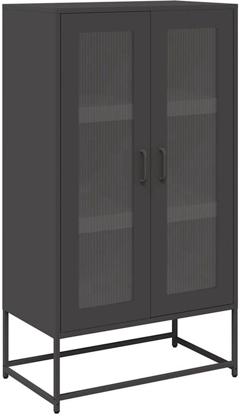 vidaXL Hoge kast 68x39x123 cm staal zwart