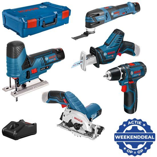 Bosch Professional 5-delige 12V Toolkit - Accu boor, cirkelzaag, decoupeerzaag, reciprozaag & multitool - 3x 3.0Ah in XL-Boxx
