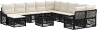 vidaXL Tuinbank - Set - 12-delig - Zwart - Polyrattan