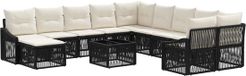 vidaXL Tuinbank - Set - 12-delig - Zwart - Polyrattan