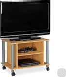 Merkloos Relaxdays Tv-meubel - Verrijdbaar - 2 vakken - Houtlook - Lichtbruin/Grijs
