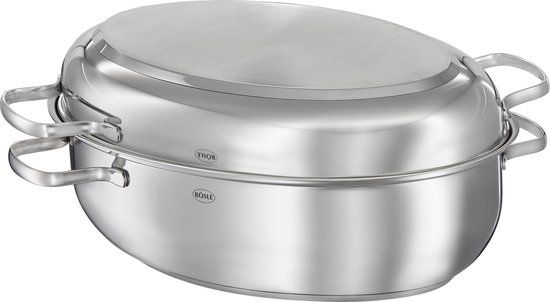 Rösle Elegance Oval Non-Stick Roasting Pan - Stainless Steel - 41x28.5x18 cm - Silver