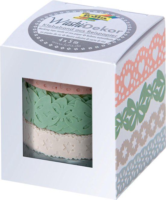 Folia Washi tape kant pastel (4 stuks)