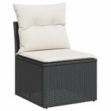 VidaXL 7-delige Loungeset met kussens, poly rattan, zwart