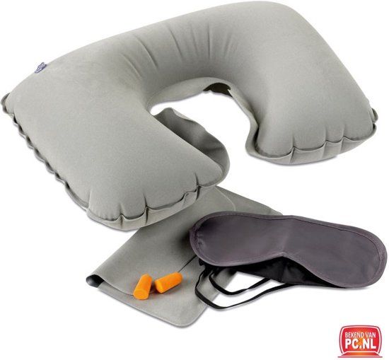 Luxe reiskussen set - grijs - fluweel